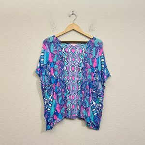 LILLY PULITZER Cooper Caftan Top Colorful Sea Jewels Beach Vacay